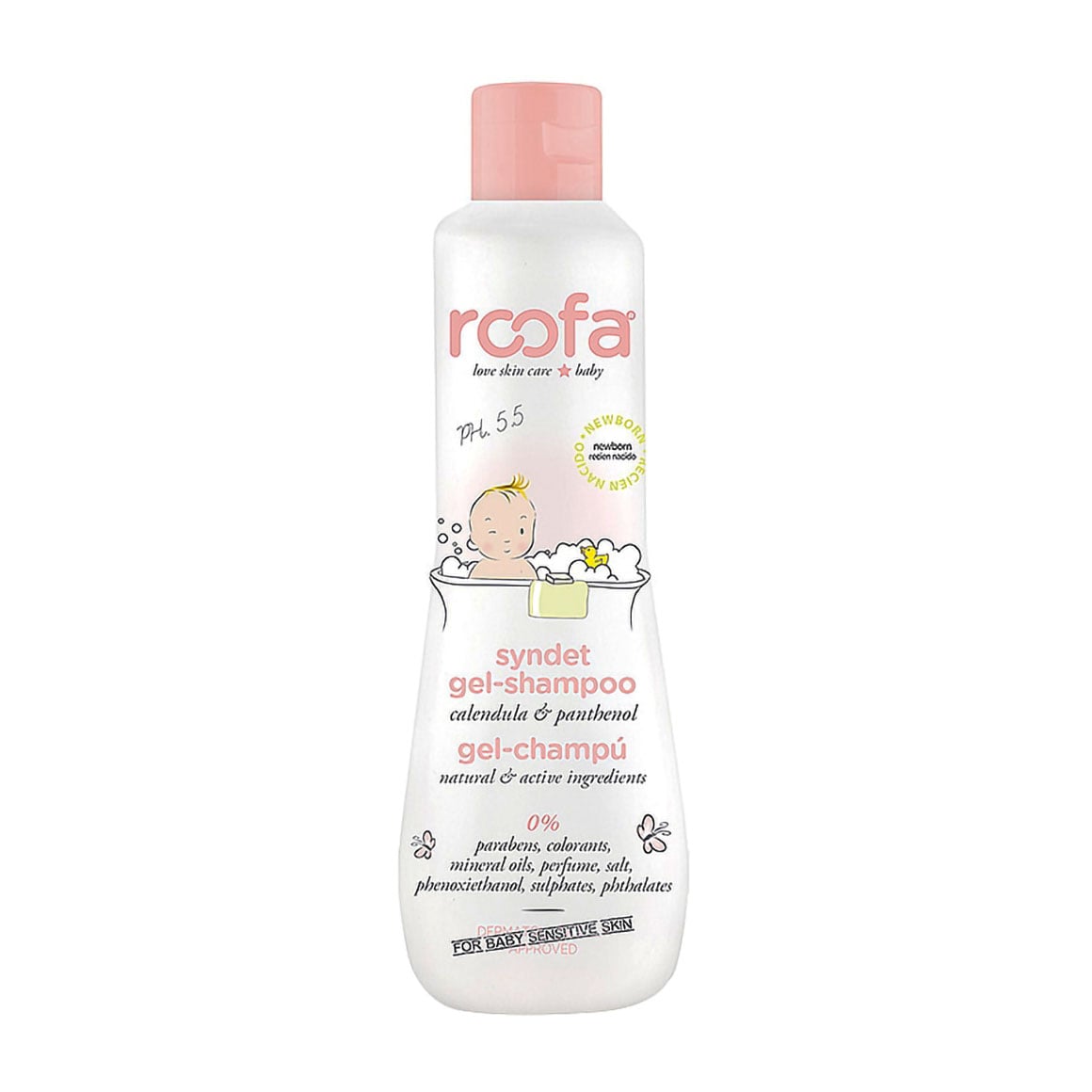 Дитячий гель-шампунь для чутливої шкіри тіла Roofa Syndet Gel Shampoo з календулою та пантенолом, 200 мл